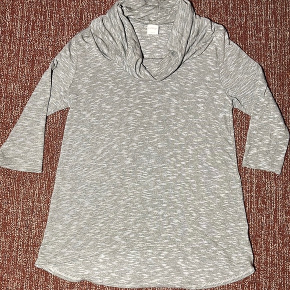 Kaileigh Sweaters - Kaileigh Light Green Gray Cowl Neck relaxed fit tunic loose fit 3/4 sleeve top